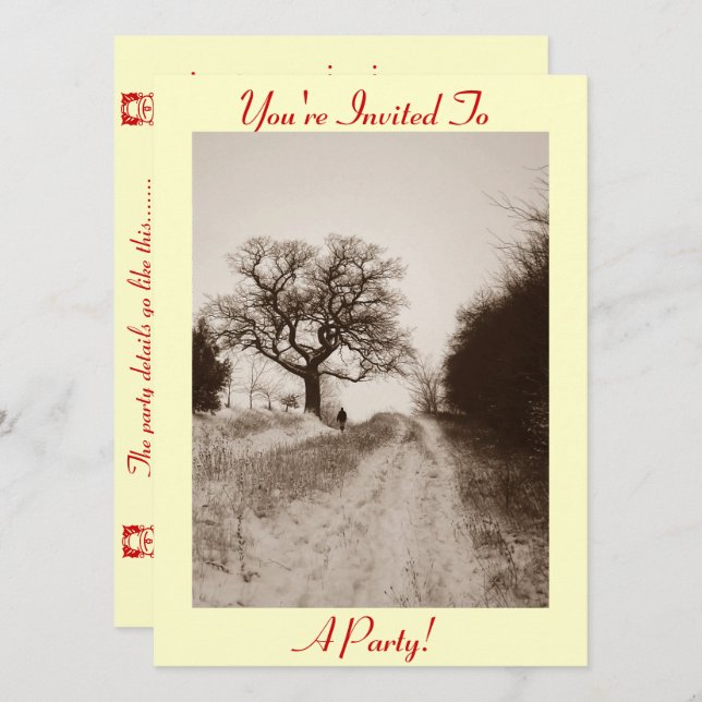 convite de festas de natal da cena da neve (Frente/Verso)