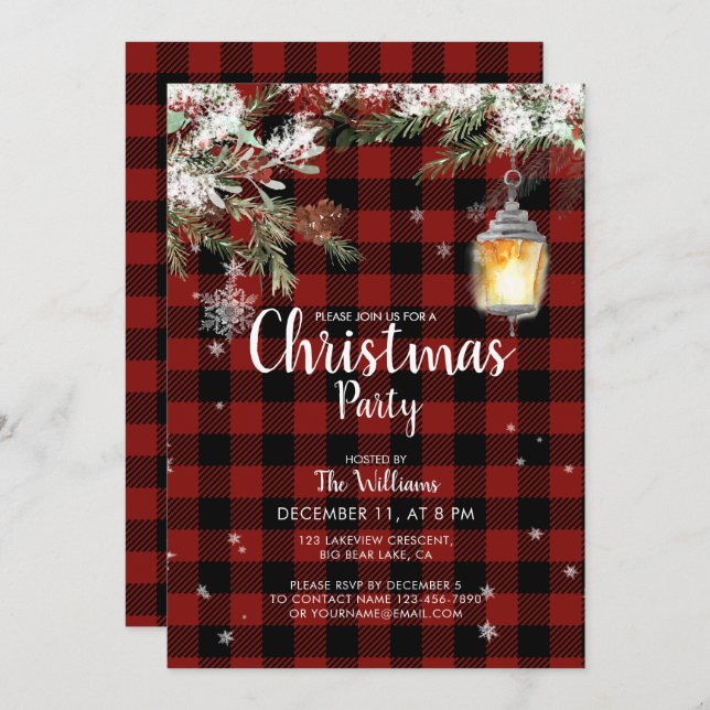 Convite de festas de Natal da família de inverno d (Frente/Verso)