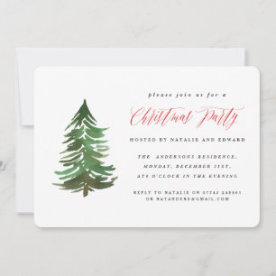 Convite de festas de Natal da floresta de aquarela