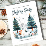 Convite de festas de Natal da Floresta de Inverno<br><div class="desc">Cute Winter Wonderland Natal Party convite postal. Para o casal ou família que está a fazer uma festa de natal. A design apresenta uma linda aquarela de inverno cena da floresta. Facilmente personalizado na frente e atrás com sua escolha de texto.</div>