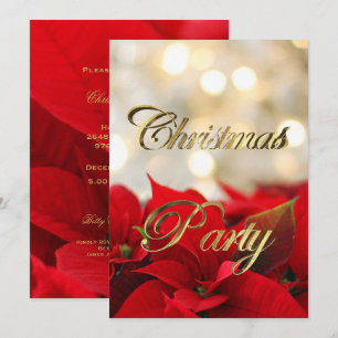 Convite de festas de Natal da Poinsettia Vermelha