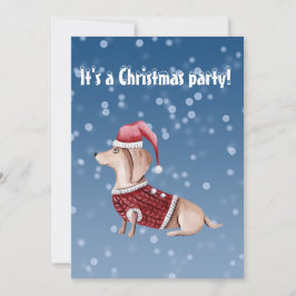 Convite de festas de Natal Dachshund Design