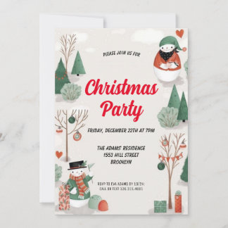 Convite de festas de Natal de Aquarela