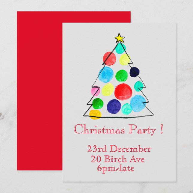 Convite de festas de Natal de árvore divertida (Frente/Verso)