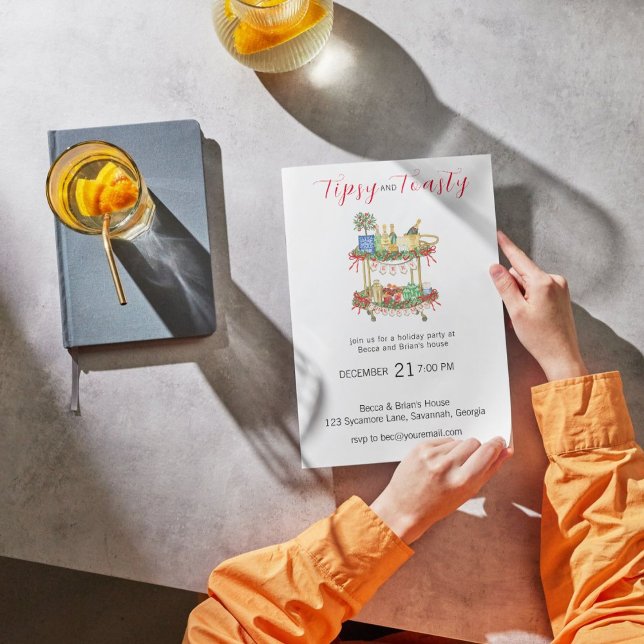 Convite de festas de Natal de Bar Vermelho Tipsy (Criador carregado)