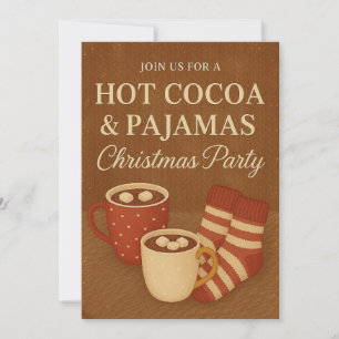 Convite de festas de Natal de Cacau Quente e Pijam