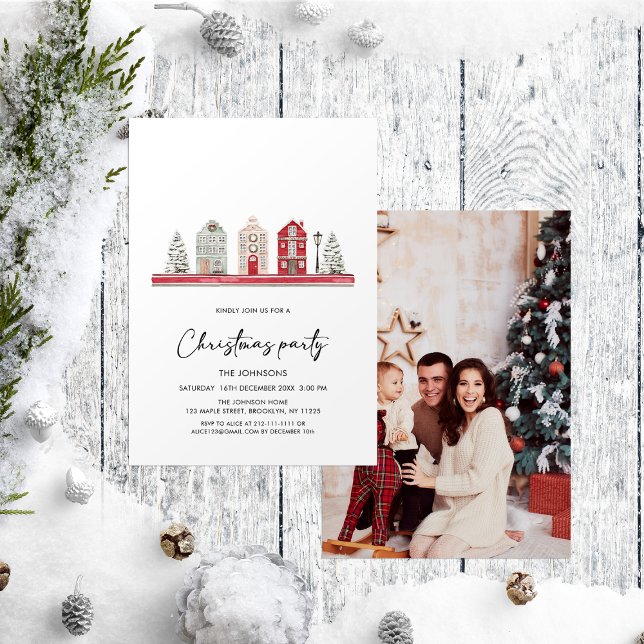 Convite de festas de Natal de Casas Fofas (Criador carregado)