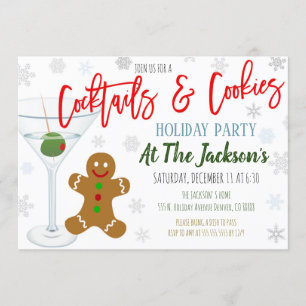 Convite de festas de Natal de Cookies e Cocktails