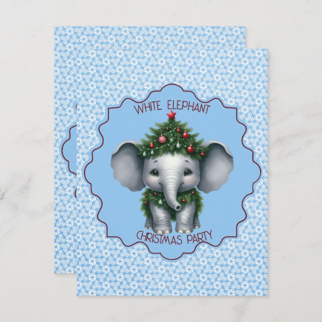 Convite de festas de Natal de Elefante Branco (Frente/Verso)