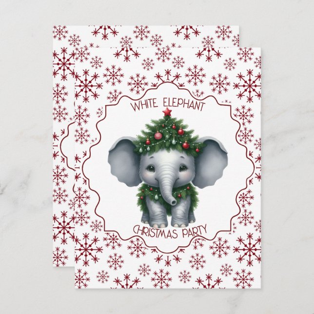 Convite de festas de Natal de Elefante Branco (Frente/Verso)