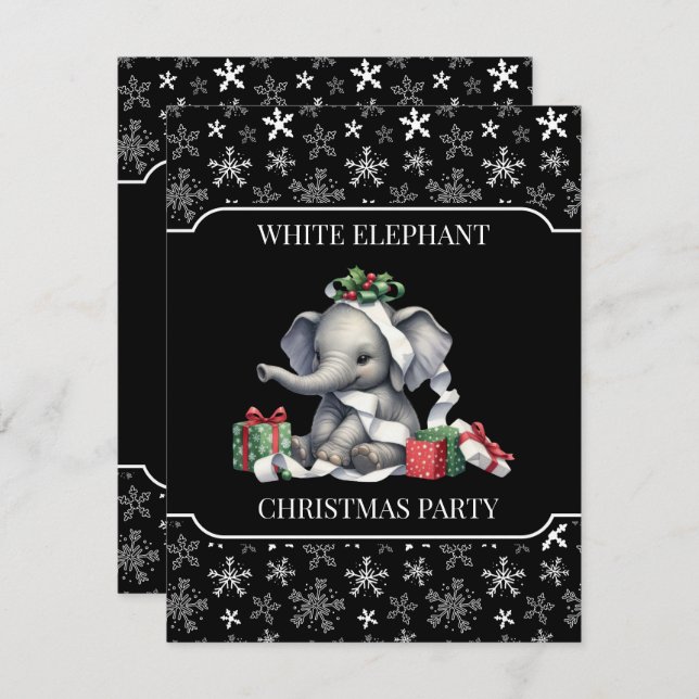 Convite de festas de Natal de Elefante Branco (Frente/Verso)