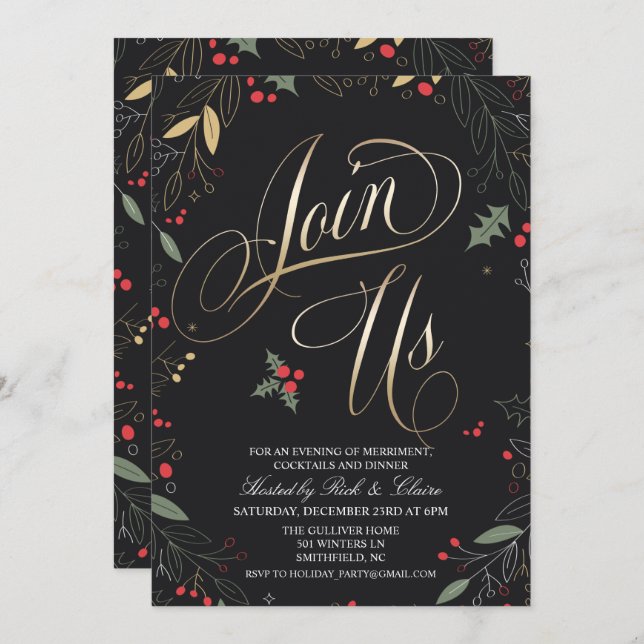 Convite de festas de Natal de Férias (Frente/Verso)