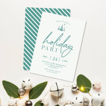 Convite de festas de Natal de Férias Simples Verde