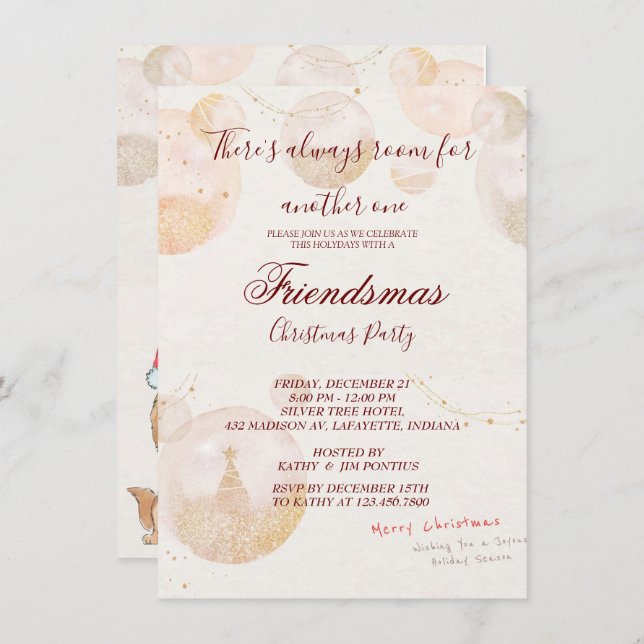 Convite de festas de Natal de Friendsmas de Waterc (Frente/Verso)