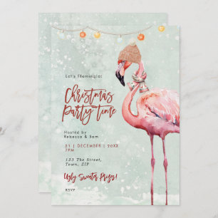 convite de festas de Natal de Inverno flamingo