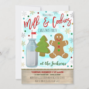 Convite de festas de Natal de Leite e Cookies