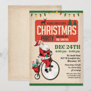 Convite de festas de Natal de Papais noeis Vintage