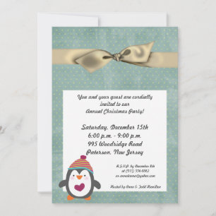 convite de festas de Natal de Pinguim de inverno 5