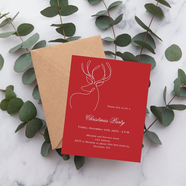 Convite de festas de Natal de renas brancas vermel (Criador carregado)