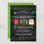 Convite de festas de Natal do Chalkboard Ugly Swea<br><div class="desc">Personalize este Convite de festas de Natal Ugly Sweater divertido estilo retro chalkboard para as suas especificações de evento.</div>