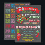 Convite de festas de Natal do Chalkboard Ugly Swea<br><div class="desc">Convites de festas de Natal super legal e suados,  com ilustração de um suéter feio,  tipografia divertida e banners no fundo do quadro. Ilustração desenhada à mão por McBooboo.</div>