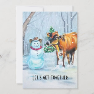 Convite de festas de Natal do Cowboy Snowman