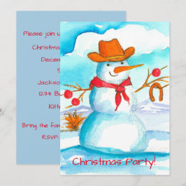 Convite de festas de Natal do Cowboy Snowman
