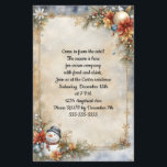 Convite de festas de Natal do Little Snowman<br><div class="desc">Um pequeno boneco de neve com um chapéu e cachecol é rodeado por lindas flores de Natal,  contra um fundo gelado neste lindo e vintage convite de festas de Natal. Remova o texto e ele faz o papel de carta perfeito para as suas newsletters de feriado.</div>