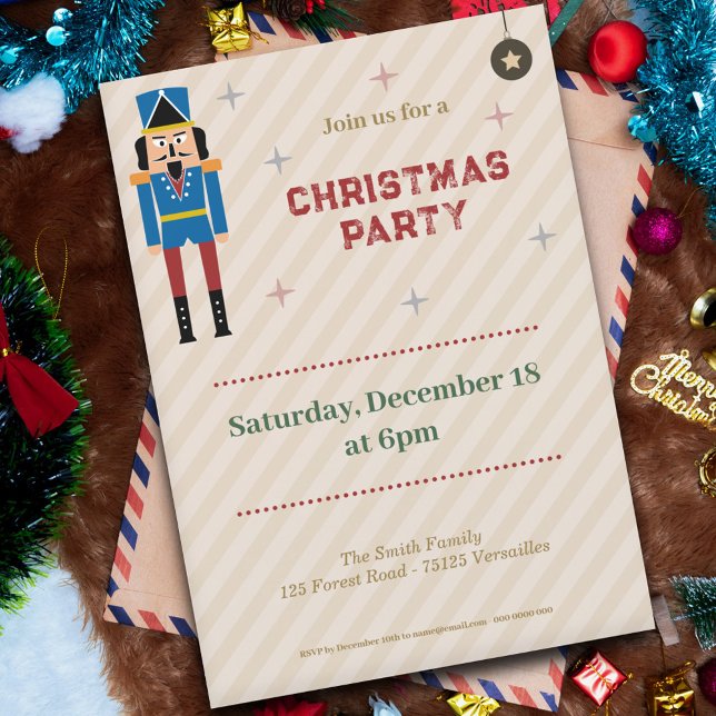 Convite de festas de Natal do Noz-Cracker (Nutcracker Christmas Party Invitation)