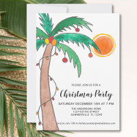 Convite de festas de Natal do Palm Tree Sun