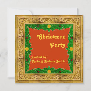 Convite de festas de Natal do Quadro do ouro
