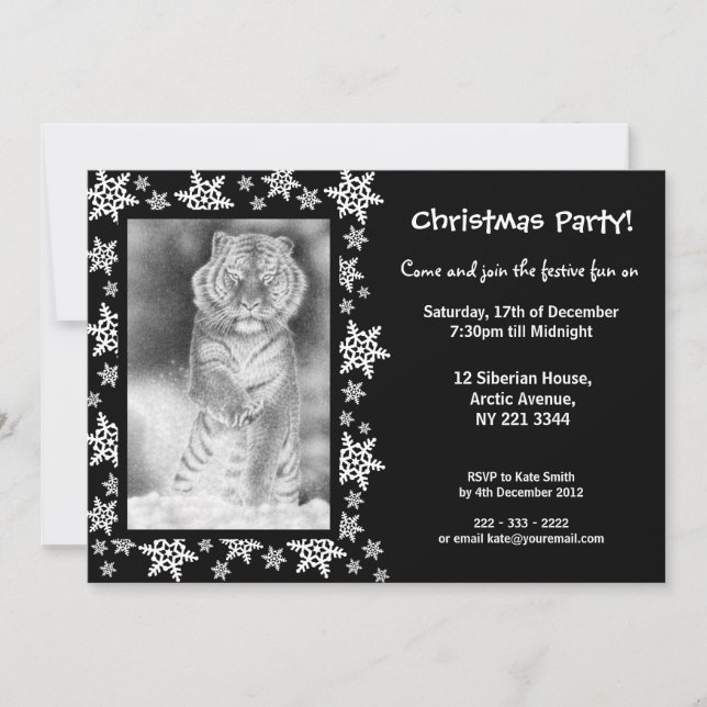 Convite de festas de Natal do Tigre Siberiano (Frente)