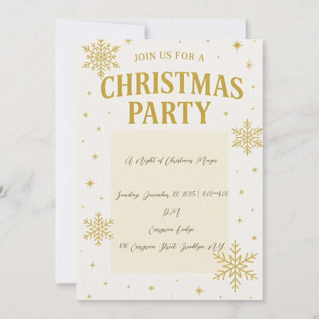 Convite de festas de Natal Dourado Elegante (Frente)
