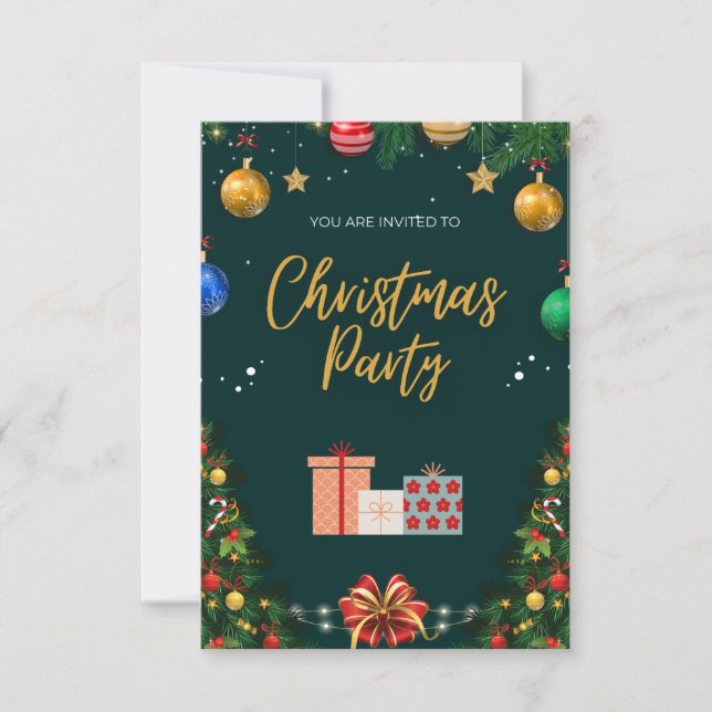 Convite de festas de Natal Elegante (Frente)