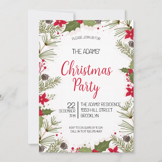 Convite de festas de Natal Elegante (Frente)