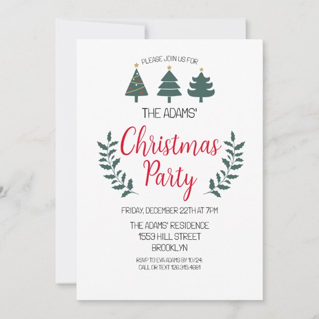 Convite de festas de Natal Elegante (Frente)