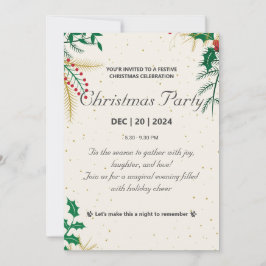 Convite de festas de Natal Elegante, Dourado e Ver