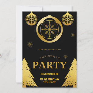 Convite de festas de Natal Elegante e Dourado