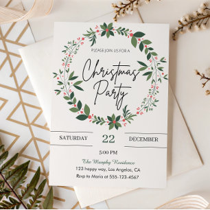 Convite de festas de Natal Elegante Wreath