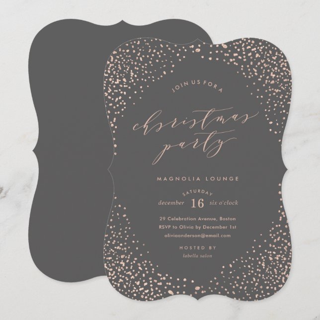 Convite de festas de Natal em queda de neve (Frente/Verso)