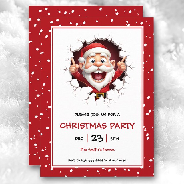 Convite de festas de Natal Engraçado do Papai Noel (Funny Santa Claus Christmas Party Invitation)