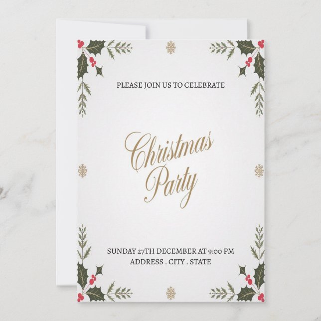 Convite de festas de Natal Feliz Elegante (Frente)