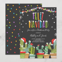 Convite de festas de Natal Feliz Navidad Fiesta