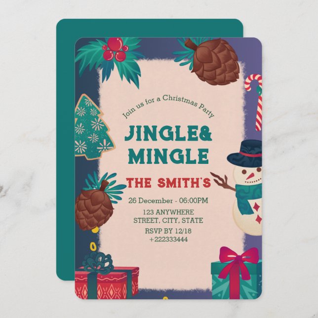 Convite de festas de Natal Festivo (Frente/Verso)