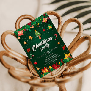 Convite de festas de Natal Festivo com Ornamentos