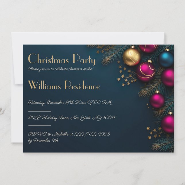 Convite de festas de Natal festivo e elegante (Frente)