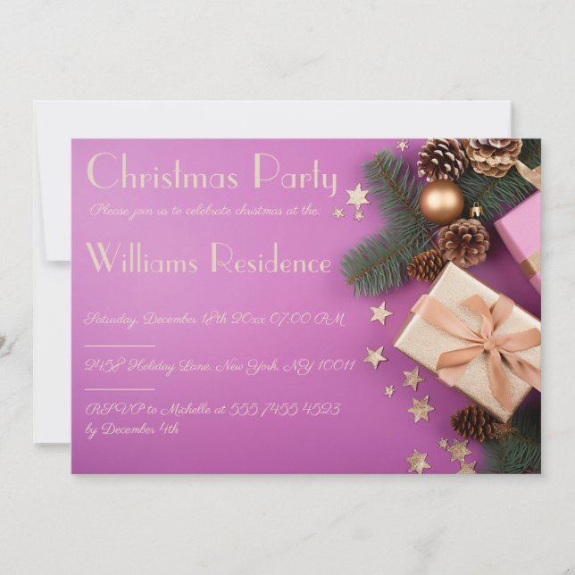 Convite de festas de Natal Festivo Elegante (Frente)