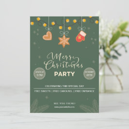 Convite de festas de Natal Festivo Verde