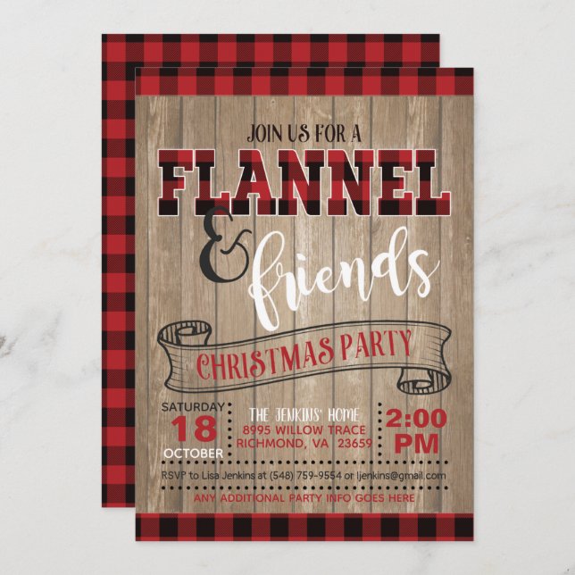 Convite de festas de Natal Flannel e Amigos - BR (Frente/Verso)