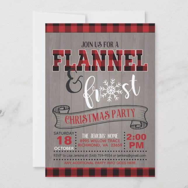 Convite de festas de Natal Flannel e Frost (Frente)